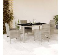 vidaXL Set Pranzo da Giardino 5pz con Cuscini Polyrattan e Vetro