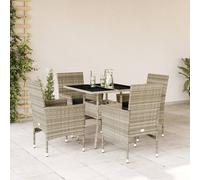 vidaXL Set Pranzo da Giardino 5pz con Cuscini Polyrattan e Vetro