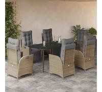 vidaXL Set Pranzo da Giardino 7 pz con Cuscini Beige Misto Polyrattan