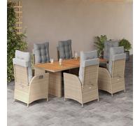 SET TAVOLO E SEDIE VIDAXL 7 pz con Cuscini Beige Misto Polyrattan - 3213148