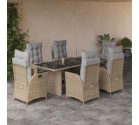 vidaXL Set Pranzo da Giardino 7 pz con Cuscini Beige Misto Polyrattan