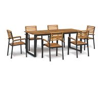 vidaXL Set Pranzo da Giardino 7 pz Legno Massello di Acacia e Metallo