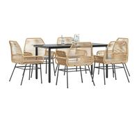 SET TAVOLO E SEDIE VIDAXL 7 pz con Cuscini Marrone Polyrattan Vetro - 3334573