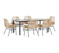 vidaXL Set Pranzo da Giardino 7pz con Cuscini Marrone Polyrattan Vetro