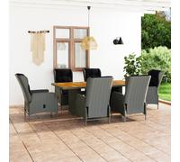 vidaXL Set Pranzo da Giardino 7pz con Cuscini Polyrattan Grigio Chiaro