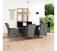 vidaXL Set Pranzo da Giardino 7pz con Cuscini Polyrattan Grigio Chiaro
