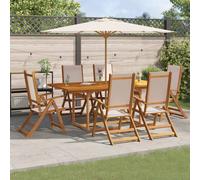 SET TAVOLO E SEDIE VIDAXL 7 pz Legno Massello di Acacia e Textilene - 3279275