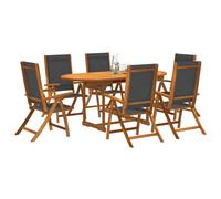vidaXL Set Pranzo da Giardino 7pz Legno Massello di Acacia e Textilene