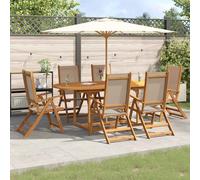 SET TAVOLO E SEDIE VIDAXL 7 pz Legno Massello di Acacia e Textilene - 3279315