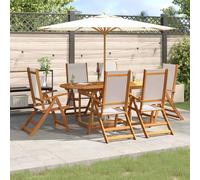 SET TAVOLO E SEDIE VIDAXL 7 pz Legno Massello di Acacia e Textilene - 3279295