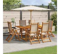 SET TAVOLO E SEDIE VIDAXL 7 pz Legno Massello di Acacia e Textilene - 3279325