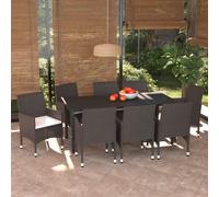 vidaXL Set Pranzo da Giardino 9 pz con Cuscini in Polyrattan Marrone