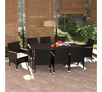 vidaXL Set Pranzo da Giardino 9 pz con Cuscini in Polyrattan Nero