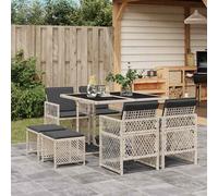 vidaXL Set Pranzo da Giardino 9pz con Cuscini Grigio Chiaro Polyrattan