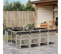 vidaXL Set Pranzo da Giardino 9pz con Cuscini Grigio Chiaro Polyrattan