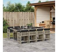 vidaXL Set Pranzo da Giardino 9pz con Cuscini Grigio Chiaro Polyrattan