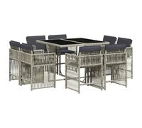 vidaXL Set Pranzo da Giardino 9pz con Cuscini Grigio Chiaro Polyrattan