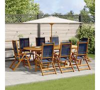 SET TAVOLO E SEDIE VIDAXL 9 pz Legno Massello di Acacia e Textilene - 3279305