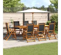 vidaXL Set Pranzo da Giardino 9pz Legno Massello di Acacia e Textilene
