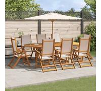 SET TAVOLO E SEDIE VIDAXL 9 pz Legno Massello di Acacia e Textilene - 3279277