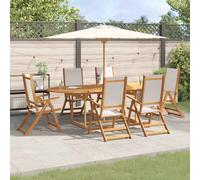 SET TAVOLO E SEDIE VIDAXL 9 pz Legno Massello di Acacia e Textilene - 3279291