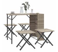 vidaXL Set Pranzo da Giardino Pieghevole 5 pz Grigio Chiaro Polyrattan