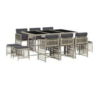 vidaXL Set Pranzo Giardino 11pz con Cuscini Grigio Chiaro Polyrattan