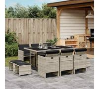 vidaXL Set Pranzo Giardino 11pz con Cuscini Grigio Chiaro Polyrattan