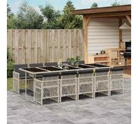 SET TAVOLO E SEDIE VIDAXL 11 pz con Cuscini Grigio Chiaro Polyrattan - 3210755