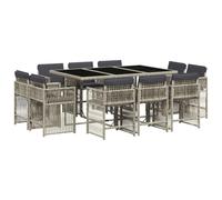 vidaXL Set Pranzo Giardino 11pz con Cuscini Grigio Chiaro Polyrattan