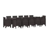 vidaXL Set Pranzo Giardino 13 Pezzi Marrone in Rattan Sintetico, Resistente ai Raggi UV. Tavolo e sedie per 12 Persone, Arredamento per Esterni, Ideale per L'Estate, Patio, Deck e intrattenimento al
