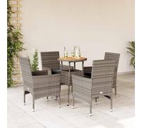 vidaXL Set Pranzo Giardino 5 pz con Cuscini Grigio Polyrattan Acacia