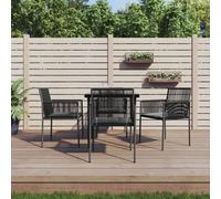 vidaXL Set Pranzo Giardino 5 pz con Cuscini Polyrattan e Acciaio Nero