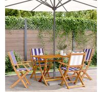vidaXL Set Pranzo Giardino 5pz Blu e Bianco Tessuto e Legno Massello