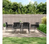 vidaXL Set Pranzo Giardino 7 pz con Cuscini Polyrattan e Acciaio Nero