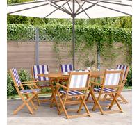 vidaXL Set Pranzo Giardino 7pz Blu e Bianco Tessuto e Legno Massello