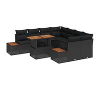 vidaXL Set Pranzo Giardino con Cuscini 9 Pezzi Nero Polyrattan Acacia