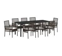 vidaXL 9-teilige Garten-Essgruppe mit Kissen Braunes Polyrattan | Modernes Outdoor Set | Beinhaltet 8 Stühle | Eleganter Rechtecktisch für Patio | Wetterfest | Stylische Sitzgelegenheiten | Bequem