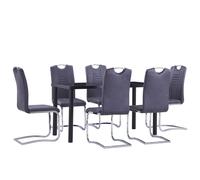 vidaXL Set Sala da Pranzo 7 pz in Similpelle Scamosciata Grigia