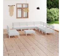 vidaXL Set Salotto da Giardino 10 pz in Legno Massello di Pino Bianco