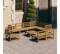 vidaXL Set Salotto da Giardino 10pz Marrone Ambra Legno Massello Pino