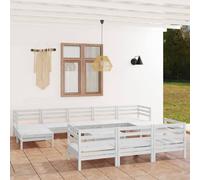 vidaXL Set Salotto da Giardino 11 pz in Legno Massello di Pino Bianco