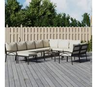 vidaXL Set Salotto da Giardino 11pz con Cuscini Sabbia in Acciaio
