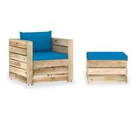 VidaXL Set Salotto da Giardino 2 pz con Cuscini Legno Impregnato Verde