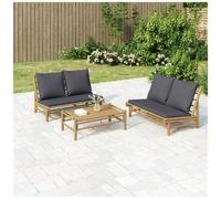 VIDAXL - Set Salotto Da Giardino 2pz Con Cuscini Grigio Scuro Bamb