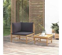 vidaXL Set Salotto da Giardino 2pz con Cuscini Grigio Scuro Bambù