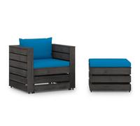 VidaXL Set Salotto da Giardino 2pz con Cuscini Legno Impregnato Grigio