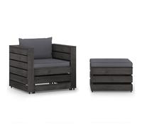VidaXL Set Salotto da Giardino 2pz con Cuscini Legno Impregnato Grigio