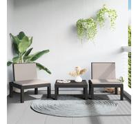 vidaXL Set Salotto da Giardino 3 pz con Cuscini Antracite in PP