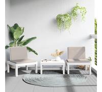 vidaXL Set Salotto da Giardino 3 pz con Cuscini Bianco in PP